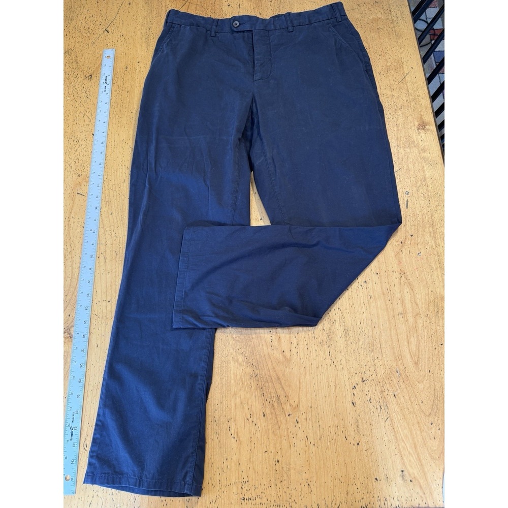 Suitsupply Porto Novo Pants Mens 34x29  Blue Cotton Stretch Chino Elastic Waist